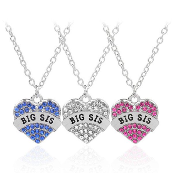 big sis heart necklace rhinestone pendant necklaces friend three colors for sisters friends necklace gift, Silver
big sis heart necklace rhinestone pendant necklaces friend three colors for sisters friends necklace gift, Silver