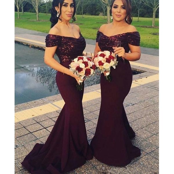 african dark burgundy bridesmaid dresses sparkly sequins off shoulder long mermaid evening dresses elegant formal dresss wedding party gowns, White;pink
african dark burgundy bridesmaid dresses sparkly sequins off shoulder long mermaid evening dresses elegant formal dresss wedding party gowns, White;pink