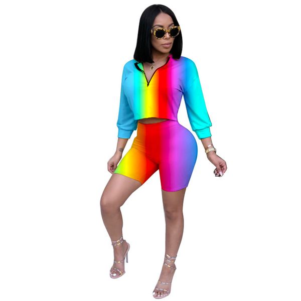 kgfigu women sets 2018 summer pullovers and shorts two pieces sets rainbow colorful tracksuits 2 pics matching outfits, Gray
kgfigu women sets 2018 summer pullovers and shorts two pieces sets rainbow colorful tracksuits 2 pics matching outfits, Gray