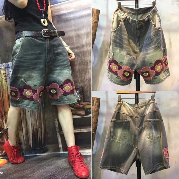 2018 new fashion half pants for women denim elastic waist casual summer 1/2 embroidery flower knee length pants, Blue
2018 new fashion half pants for women denim elastic waist casual summer 1/2 embroidery flower knee length pants, Blue