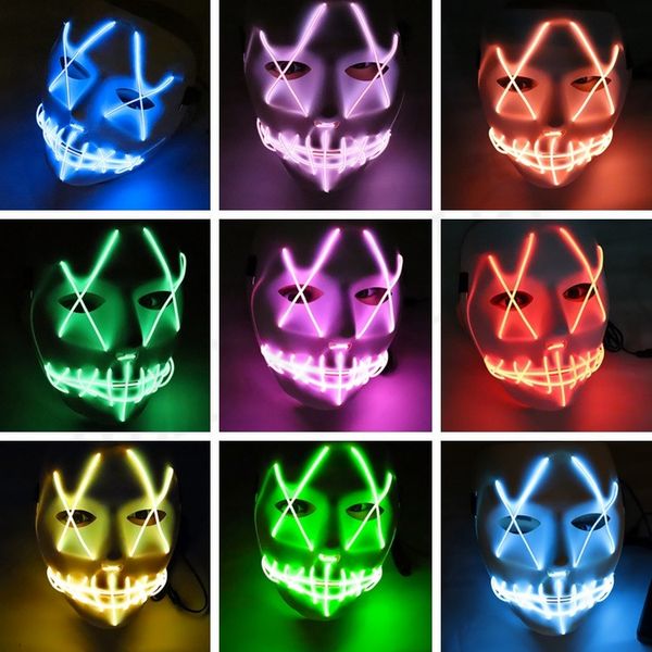 

fashion led halloween ghost masks the purge movie wire glowing mask masquerade full face masks halloween mask costumes party mask gift i305
