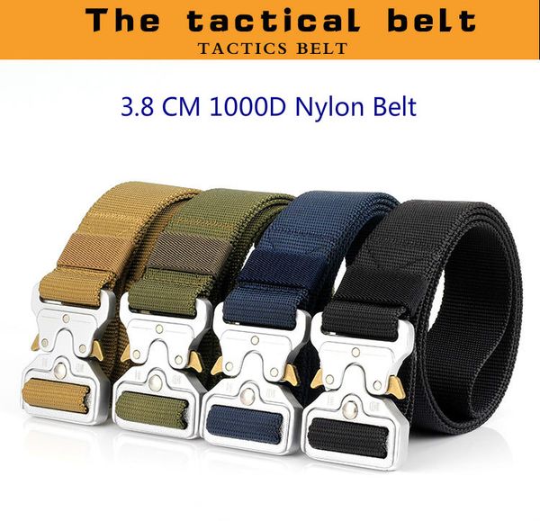 2018 new fashion 1000 d true army nylon outdoor tactical duty training waist belt with quick release cobra alloy buckle, Black;green