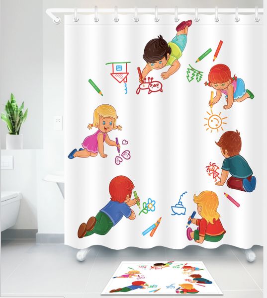 children room 3d new cartoon style design print pattern irish decorations waterproof bathroom decor fabric shower curtains floor mats sets
children room 3d new cartoon style design print pattern irish decorations waterproof bathroom decor fabric shower curtains floor mats sets