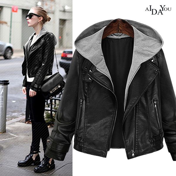 2018 fashion women pu leather jacket plus size xl-5xl spring autumn casual female jackets new cool hooded black outwear ouc2708, Black;brown
2018 fashion women pu leather jacket plus size xl-5xl spring autumn casual female jackets new cool hooded black outwear ouc2708, Black;brown