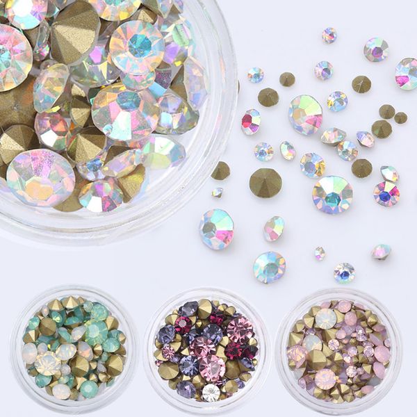 3 boxes ab color opal nail rhinestone set sharp bottom multi-size crystal manicure 3d nail art decoration, Silver;gold
3 boxes ab color opal nail rhinestone set sharp bottom multi-size crystal manicure 3d nail art decoration, Silver;gold
