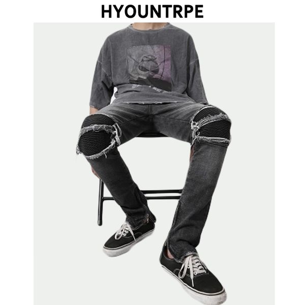 high street patchwork ripped holes jeans mens distressed denim joggers bottom zipper washed destroyed streetwear biker pants, Blue
high street patchwork ripped holes jeans mens distressed denim joggers bottom zipper washed destroyed streetwear biker pants, Blue