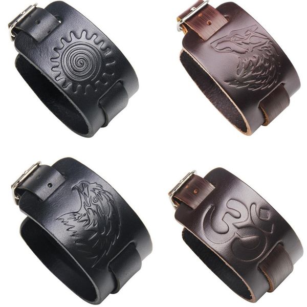 2021 new punk genuine leather wristband bracelet wolf eagle leather cuff bangle jewelry for men gift, Black
2021 new punk genuine leather wristband bracelet wolf eagle leather cuff bangle jewelry for men gift, Black