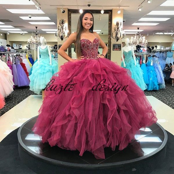 2018 потрясающие бисером бальное платье quinceanera платья бордовый милая декольте трепал пром платья многоуровневый стразами тюль сладкий 1, Blue;red
2018 потрясающие бисером бальное платье quinceanera платья бордовый милая декольте трепал пром платья многоуровневый стразами тюль сладкий 1, Blue;red