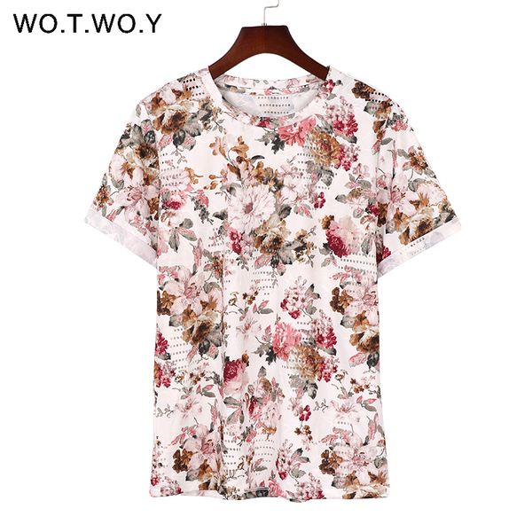 wotwoy small hole design t shirt women summer flowers printed t-shirt short sleeve woman casual tee shirts round neck t788, White
wotwoy small hole design t shirt women summer flowers printed t-shirt short sleeve woman casual tee shirts round neck t788, White