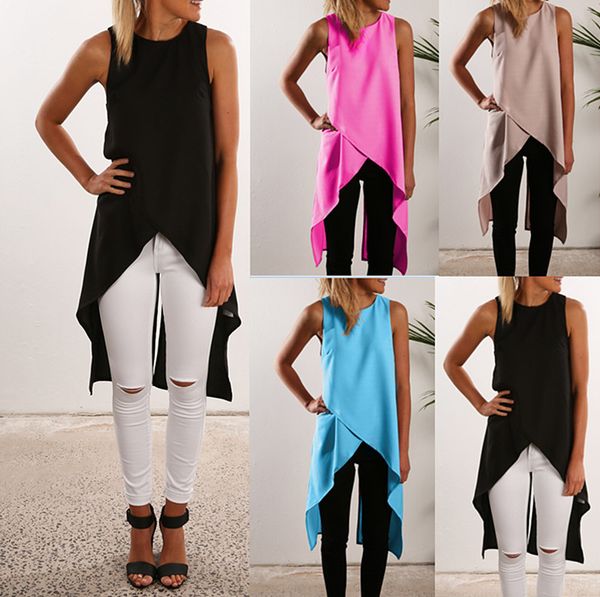 women long chiffon tanks candy color summer camis irregular cross womens clothing female sleeveless tees tank, White
women long chiffon tanks candy color summer camis irregular cross womens clothing female sleeveless tees tank, White