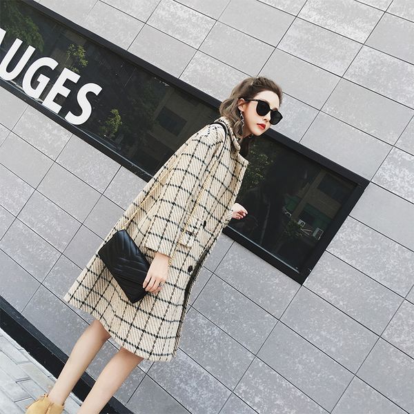 autumn winter turn-down collar women woolen coat retro women's woolen coat 2018 new casual plaid large size medium long nuw102, Black
autumn winter turn-down collar women woolen coat retro women's woolen coat 2018 new casual plaid large size medium long nuw102, Black
