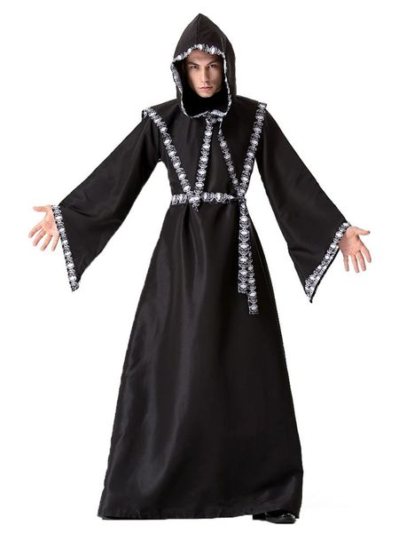 men halloween costumes death wizard witch cloak cosplay robe halloween party costumes sexy, Black
men halloween costumes death wizard witch cloak cosplay robe halloween party costumes sexy, Black