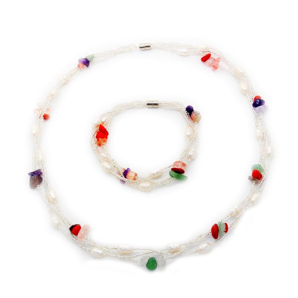 natural freshwater pearl jewelry set necklace and bracelet 7-9mm elliptical white pearl + crystal and turquoise jewelry set, Silver
natural freshwater pearl jewelry set necklace and bracelet 7-9mm elliptical white pearl + crystal and turquoise jewelry set, Silver