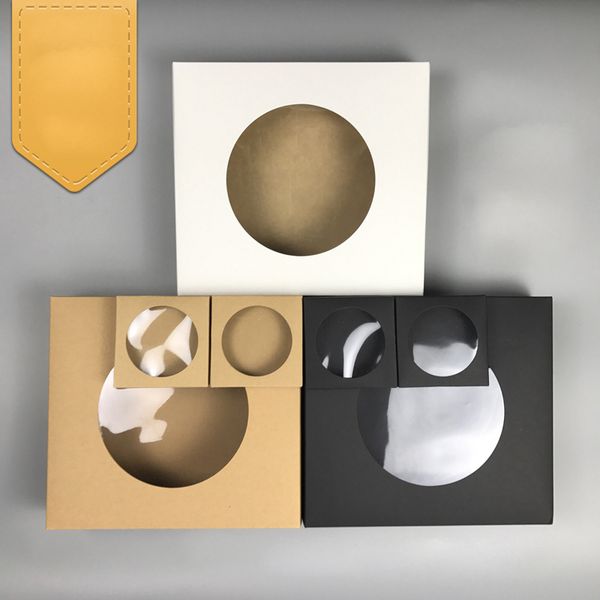 4 size kraft paper gift package boxes with clear pvc round window white/black/brown display box
4 size kraft paper gift package boxes with clear pvc round window white/black/brown display box