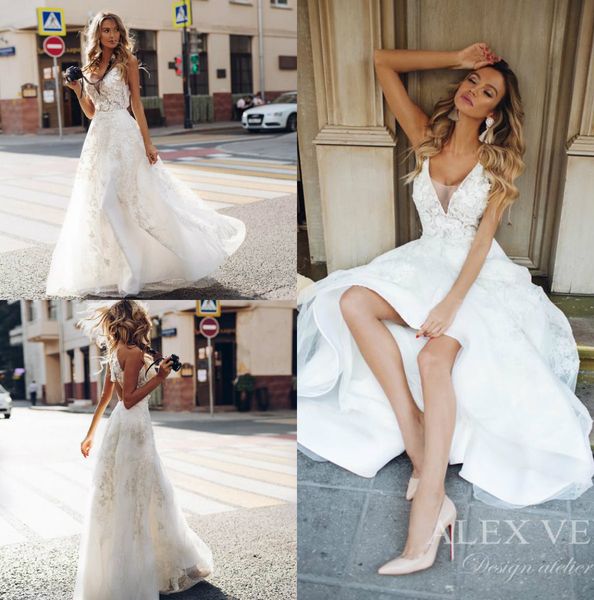 2019 boho wedding dresses v neck backless lace bridal gown with 3d appliqued a line beach bohemian simple see through wedding dress custom, White
2019 boho wedding dresses v neck backless lace bridal gown with 3d appliqued a line beach bohemian simple see through wedding dress custom, White