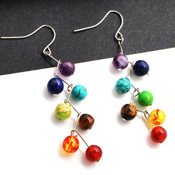 natural stone 6mm beads long dangle earrings for women girl beach fashion jewelry party club decor, Silver
natural stone 6mm beads long dangle earrings for women girl beach fashion jewelry party club decor, Silver