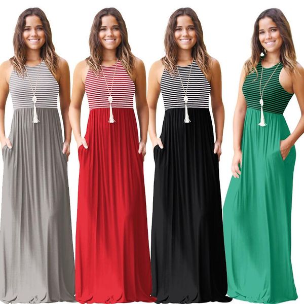 etst wendy robe summer 2018 casual long women dress sleeveless striped patchwork loose maxi dress slim stretch summer, White;black
etst wendy robe summer 2018 casual long women dress sleeveless striped patchwork loose maxi dress slim stretch summer, White;black