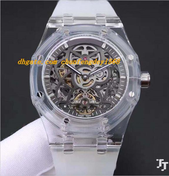 luxury watches mens transparent white rubber bracelet steel skeleton 42mm automatic fashion men's watch wristwatch, Slivery;brown
luxury watches mens transparent white rubber bracelet steel skeleton 42mm automatic fashion men's watch wristwatch, Slivery;brown