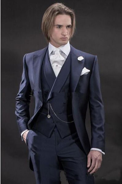 new design morning style navy blue groom tuxedos groomsmen men's wedding suits man suits (jacket+pants+vest), Black;gray
new design morning style navy blue groom tuxedos groomsmen men's wedding suits man suits (jacket+pants+vest), Black;gray