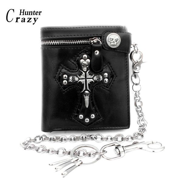 mens boys goth skull cross black leather biker punk snap zipper wallet with long key chain, Red;black
mens boys goth skull cross black leather biker punk snap zipper wallet with long key chain, Red;black