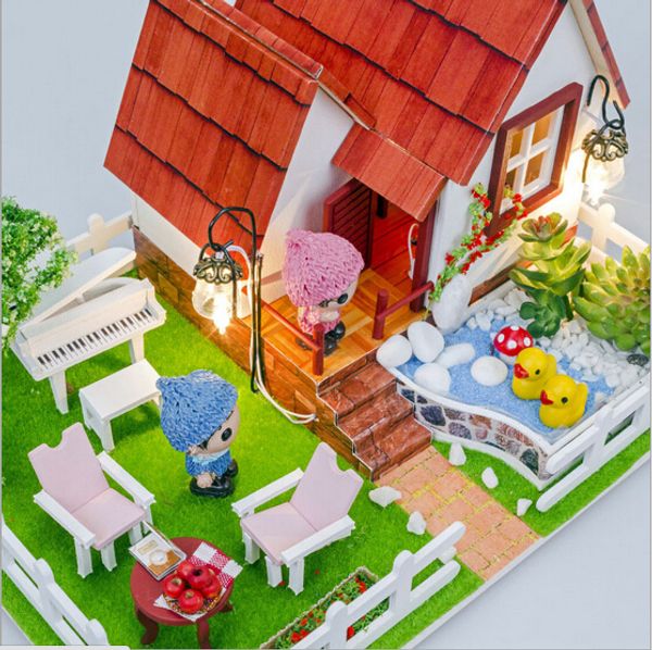 d016 holiday cottages hongda diy doll house wooden miniature garden dollhouse with lights
d016 holiday cottages hongda diy doll house wooden miniature garden dollhouse with lights