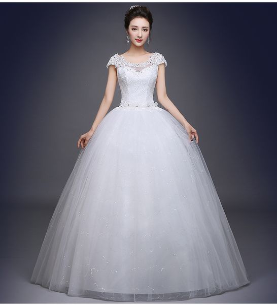 plus size short lace sleeve with crystal wedding dress 2018 princess style bridal gown discount vestido de noiva, White
plus size short lace sleeve with crystal wedding dress 2018 princess style bridal gown discount vestido de noiva, White