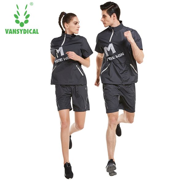 

vansydical quick sweating sports suits women men gym clothes running set lose weight slimming jogging suits lovers sportswear, Black;blue