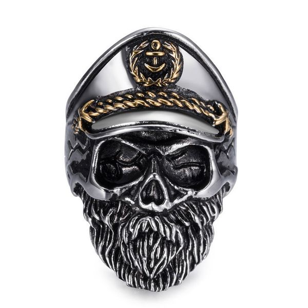 

Мода готический стиль старик череп капитан якорь Военно-Морского Флота 316L нержав