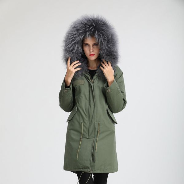 meifeng brand gray raccoon fur trim women warm coats 100% grey rex rabbit fur lining army green canvas long parkas, Black
meifeng brand gray raccoon fur trim women warm coats 100% grey rex rabbit fur lining army green canvas long parkas, Black