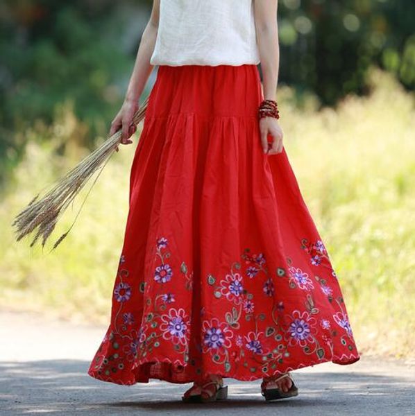 elastic high waist long skirt women summer embroidery skirts a-line vintage maxi skirt big hem jupe longue 3colors, Black
elastic high waist long skirt women summer embroidery skirts a-line vintage maxi skirt big hem jupe longue 3colors, Black