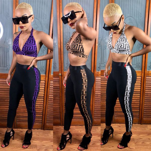 2018 women plaid print 2pc pants outfits set halter stretch v neck strap bra high waist slim long pant sports club two piece pants, White
2018 women plaid print 2pc pants outfits set halter stretch v neck strap bra high waist slim long pant sports club two piece pants, White