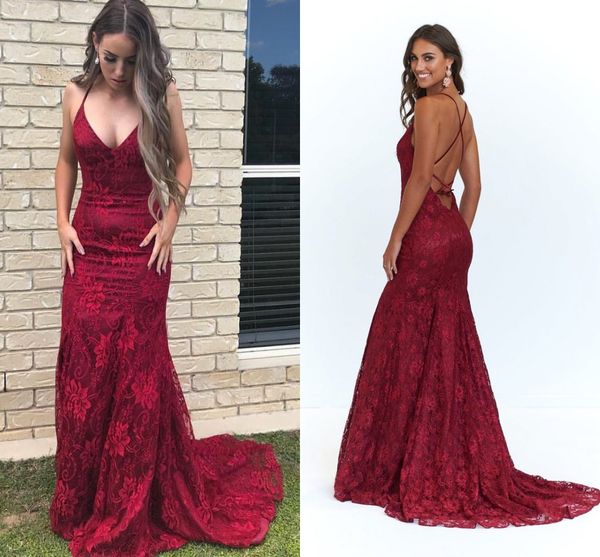 burgundy mermaid evening dresses 2018 v neck criss cross back lace evening gowns dark green black backless prom dresses, Black;red
burgundy mermaid evening dresses 2018 v neck criss cross back lace evening gowns dark green black backless prom dresses, Black;red