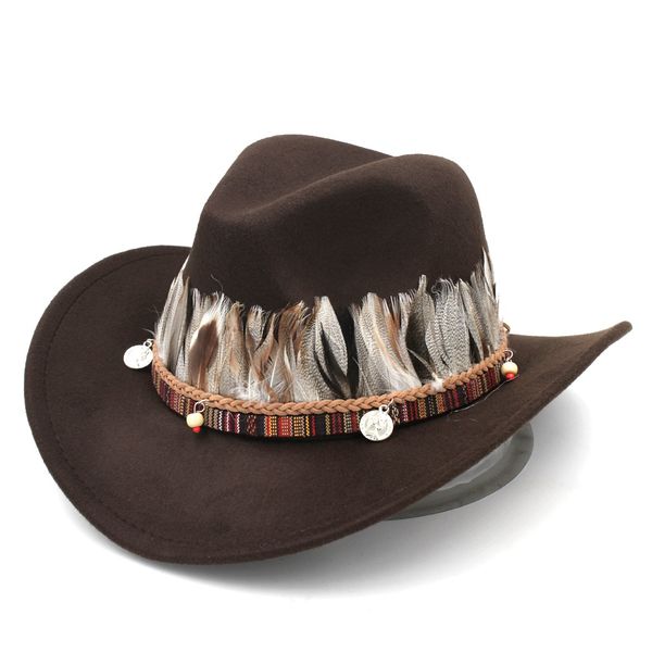 new fashion wool blend western cowboy jazz hat wide brim sombrero godfather cap church caps cowgirl feather belt, Blue;gray
new fashion wool blend western cowboy jazz hat wide brim sombrero godfather cap church caps cowgirl feather belt, Blue;gray