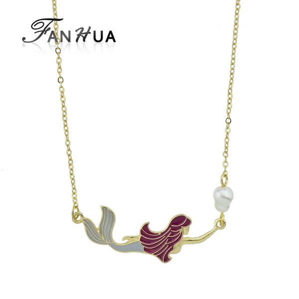 whole salefanhua fashion gold-color chain with simulated-pearl gray winered enamel mermaid pendant necklace for women, Silver
whole salefanhua fashion gold-color chain with simulated-pearl gray winered enamel mermaid pendant necklace for women, Silver