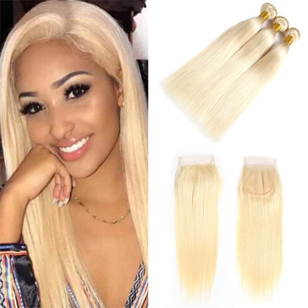613 honey blonde bundles with 4x4 closure brazilian straight blonde virgin human hair weave 3 bundles with closure 613# light blonde, Black;brown
613 honey blonde bundles with 4x4 closure brazilian straight blonde virgin human hair weave 3 bundles with closure 613# light blonde, Black;brown