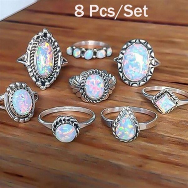 8PCS/Set Natural Fire Opal Stone Solid Silver 925 Thin Band Rings Women White Color 100% Real 925 Sterling Silver Jewelry
8PCS/Set Natural Fire Opal Stone Solid Silver 925 Thin Band Rings Women White Color 100% Real 925 Sterling Silver Jewelry