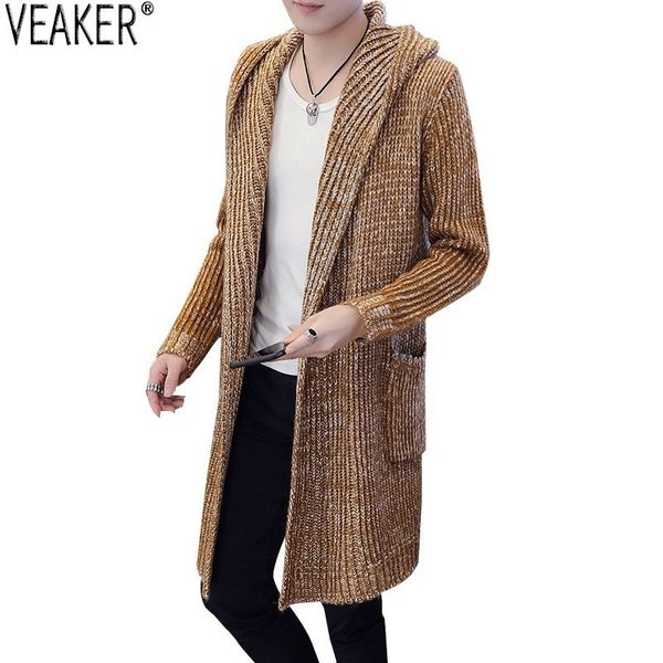 2018 autumn winter new men's long sweatercoat solid color long sleeve hooded sweater coat outerwear men casual sweater cardigan, White;black 
2018 autumn winter new men's long sweatercoat solid color long sleeve hooded sweater coat outerwear men casual sweater cardigan, White;black