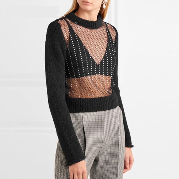 brand designer luxury rhinestone beaded knitted 2018 autumn one side perspective mesh patchwork long sleeve party pullovers sweaters, White;black
brand designer luxury rhinestone beaded knitted 2018 autumn one side perspective mesh patchwork long sleeve party pullovers sweaters, White;black