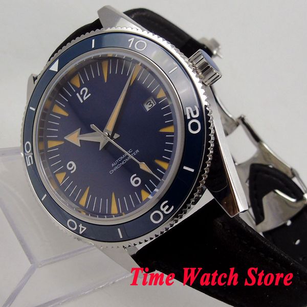luxury 41mm men's watch blue sterial dial sapphire glass ceramic bezel miyota 821a automatic wrist watch cor121, Slivery;brown
luxury 41mm men's watch blue sterial dial sapphire glass ceramic bezel miyota 821a automatic wrist watch cor121, Slivery;brown
