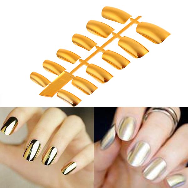12pcs acrylic nail tips shiny punk style metallic metal gold silver color fake false nails long size, Red;gold 
12pcs acrylic nail tips shiny punk style metallic metal gold silver color fake false nails long size, Red;gold