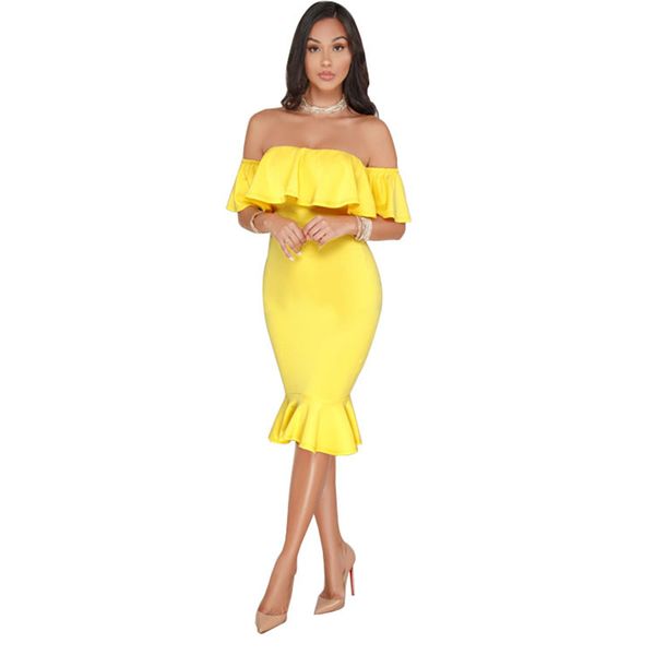off the shoulder ruffle dress women skinny yellow mermaid dress 2018 summer bodycon party vestido, White;black
off the shoulder ruffle dress women skinny yellow mermaid dress 2018 summer bodycon party vestido, White;black
