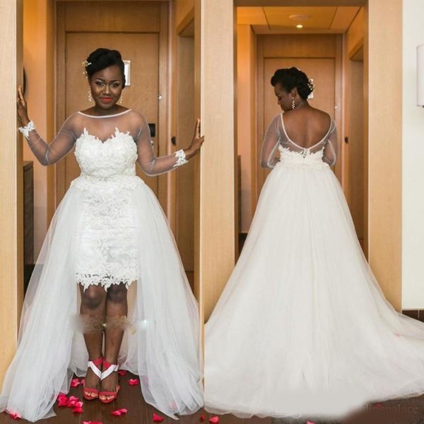 latest long sleeve hi-low black girl plus size wedding dresses chapel train bridal wedding gowns hochzeitskleid robe de mariee, White
latest long sleeve hi-low black girl plus size wedding dresses chapel train bridal wedding gowns hochzeitskleid robe de mariee, White