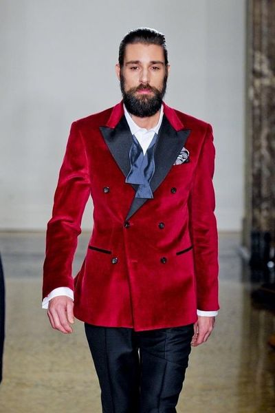 double-breasted red velvet groom tuxedos peaked lapel trim fit groomsmen wedding tuxedos men party suits((jacket+pants+tie+girdle) no;423, Black;gray
double-breasted red velvet groom tuxedos peaked lapel trim fit groomsmen wedding tuxedos men party suits((jacket+pants+tie+girdle) no;423, Black;gray