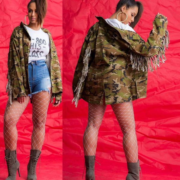 fashion women loose camouflage coats turn down collar pocket long sleeve tassel button sweat outwear jacket, Black;brown
fashion women loose camouflage coats turn down collar pocket long sleeve tassel button sweat outwear jacket, Black;brown