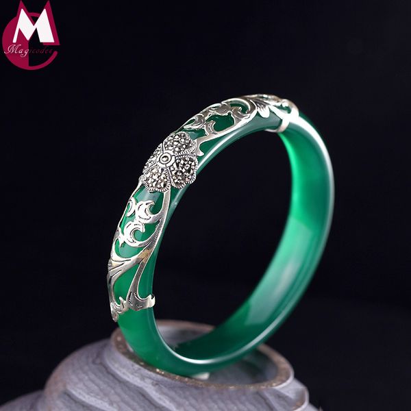 classic 10mm wide green chalcedony bracelet for women vintage clover elegant leaves jewelry real 925 sterling thai silver bangle, Golden;silver
classic 10mm wide green chalcedony bracelet for women vintage clover elegant leaves jewelry real 925 sterling thai silver bangle, Golden;silver