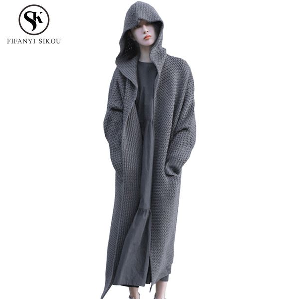 2018 autumn winter new thicken hooded long knitwear cardigan coat female solid color casual loose plus size sweater women lgp784, White;black
2018 autumn winter new thicken hooded long knitwear cardigan coat female solid color casual loose plus size sweater women lgp784, White;black