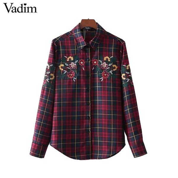 vadim women vintage floral embroidery plaid shirts long sleeve turn down collar pleated blouse female casual blusas lt2717, White
vadim women vintage floral embroidery plaid shirts long sleeve turn down collar pleated blouse female casual blusas lt2717, White
