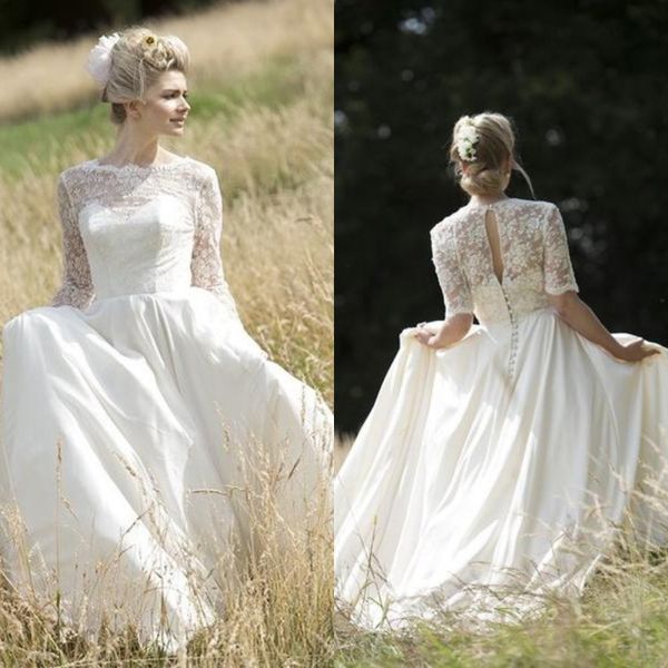 elegant lace country wedding dresses a line new 2020 simple floor length half sleeves garden bridal gowns custom made wedding dress, White
elegant lace country wedding dresses a line new 2020 simple floor length half sleeves garden bridal gowns custom made wedding dress, White