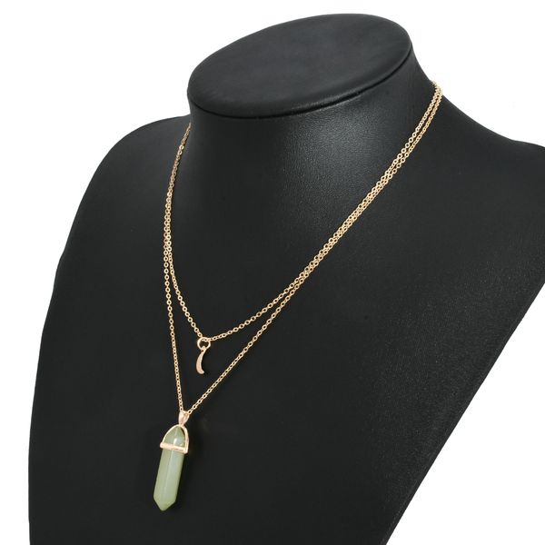 fashion double layer necklace moon hexagonal column charm jewelrys multilayer bib necklace jewelry for women gift, Silver
fashion double layer necklace moon hexagonal column charm jewelrys multilayer bib necklace jewelry for women gift, Silver