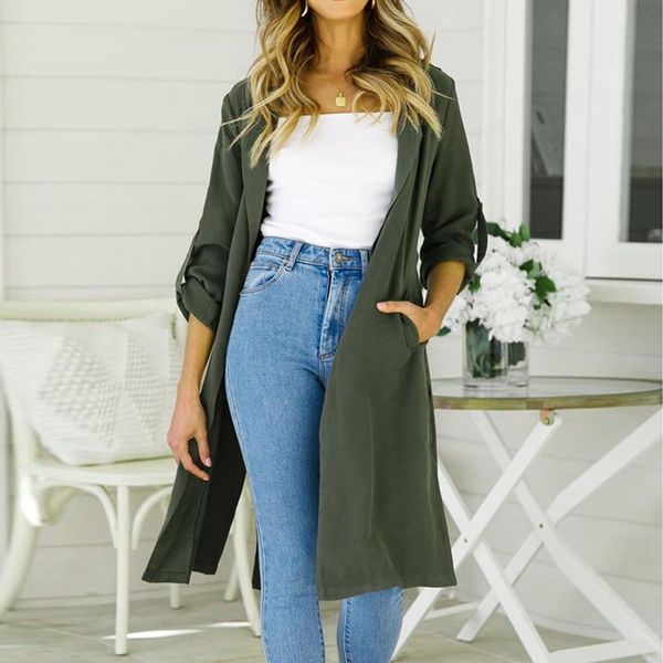 women windbreaker female split trench coat autumn winter cotton coats 2018 adjustable waist clothes open stitch overcoat, Tan;black
women windbreaker female split trench coat autumn winter cotton coats 2018 adjustable waist clothes open stitch overcoat, Tan;black